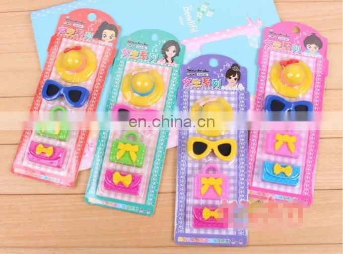 3D Erasers Top Hat/Glasses/Purse Girl's Eraser