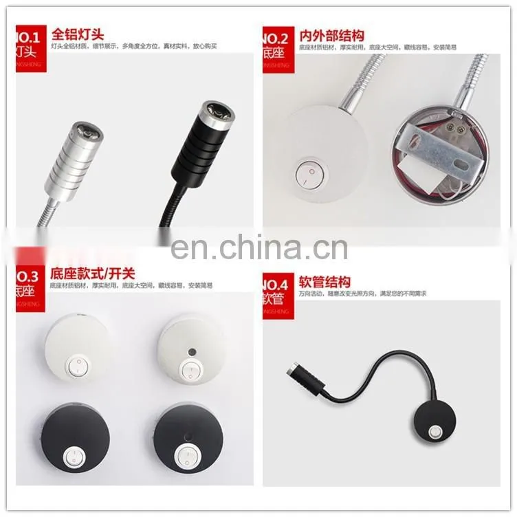 3W Wall Light Flexible Hotel Reading Lamp