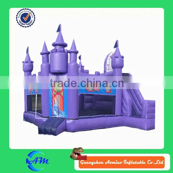 purple castle shape inflatable bouncy castle