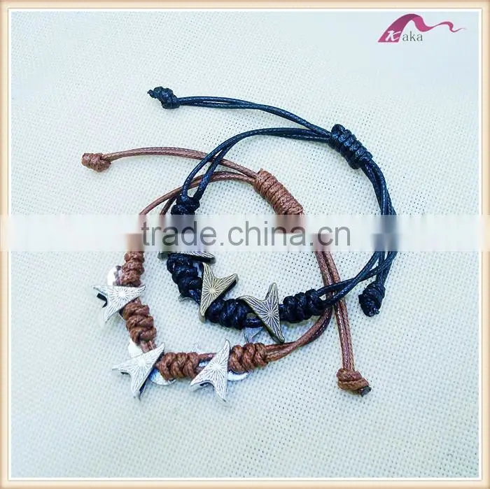 Latest Designs Handmade Starfish Leather Cord Bracelet Charms