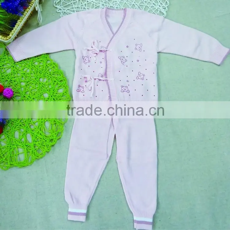 New Born Baby Knitted designs Lacing Sweater Twinsets