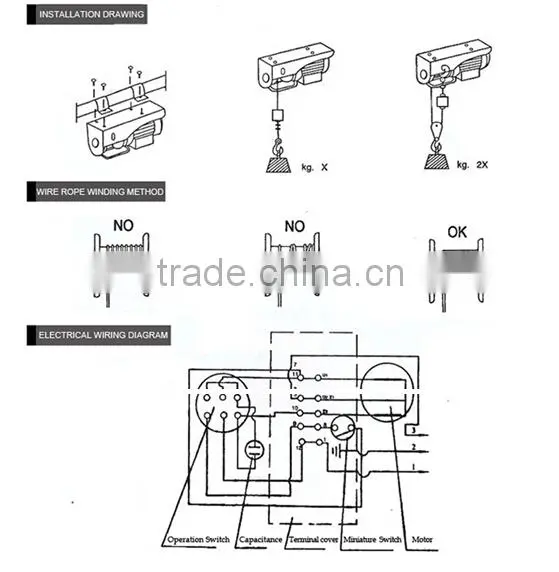 PA Mini Wire Rope Electric hoist 110v with Remote Control