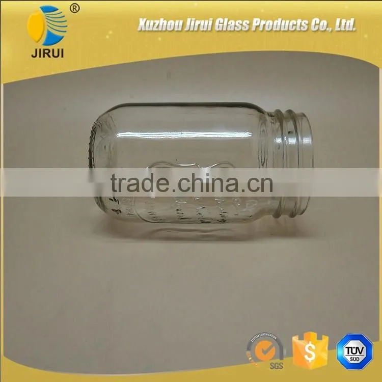 400ml Round Shape Ice Cold Clear Glass Mason Jar without Handle