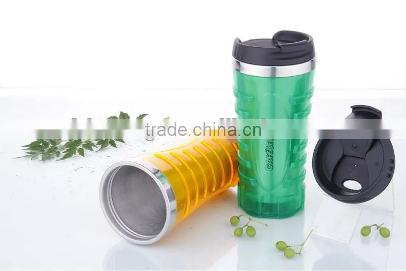 450ml double wall auto tumblers with colorful plastic outer shell