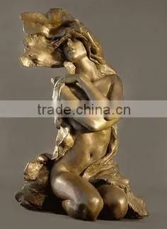 Nude woman in the wind bronze sculpture