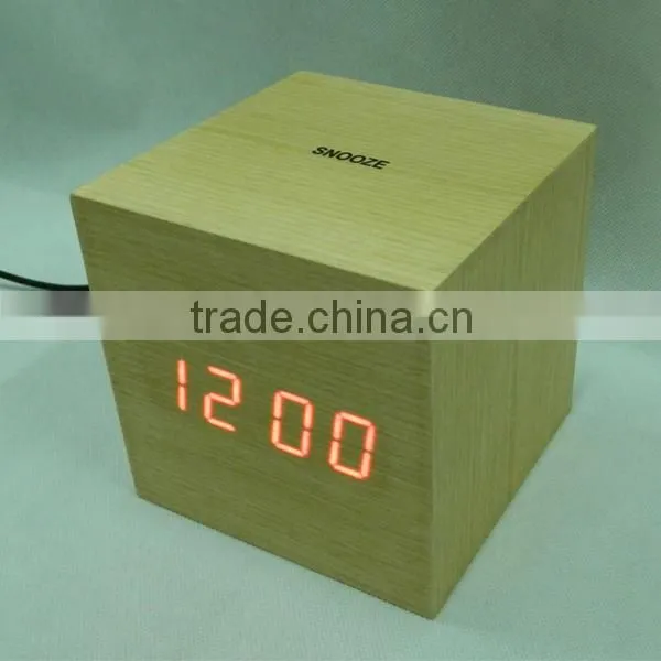 2015 New Digital Wooden LED Alarm Clock, Wooden Digital Table Clocks For Promotion Gift