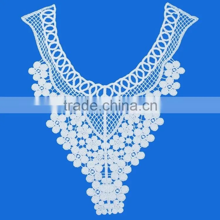 Hot sell custom shape fashion cotton crochet embroidery pattern lace collar neckline for women