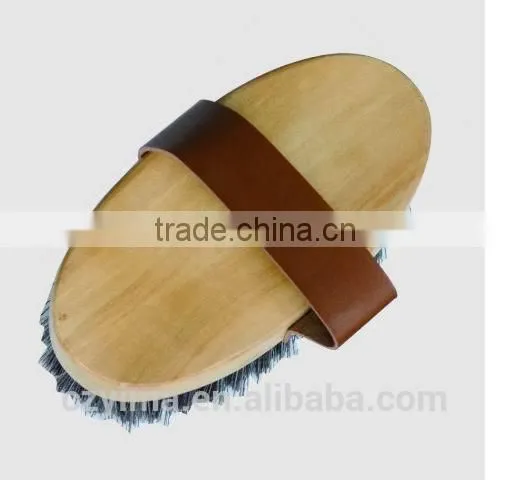 wooden horse body brush for horse cleaning