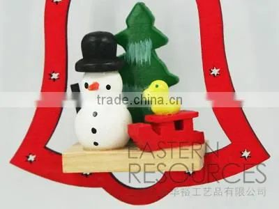 Wood Christmas Bell Shape Hanging Decoration