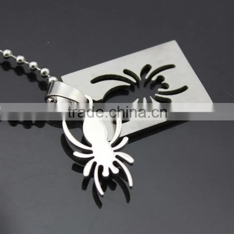 Stainless steel combo spider pendant necklace