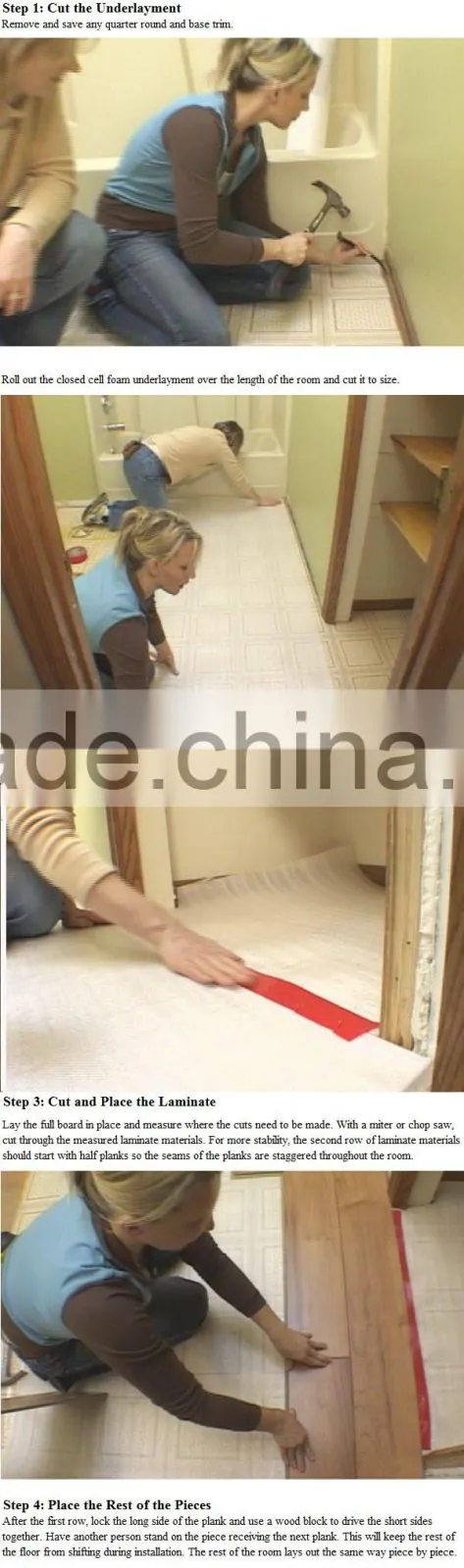 12mm HDF high gloss wooden laminate flooring