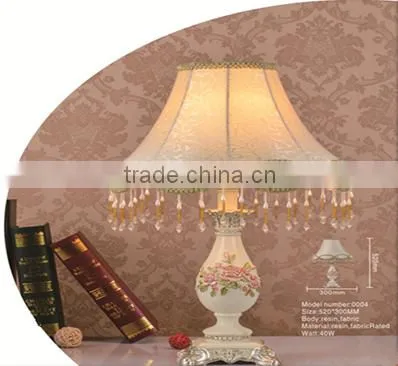 factory wholesale cheap price resin table lamp&bedside lamp with brown fabric shade