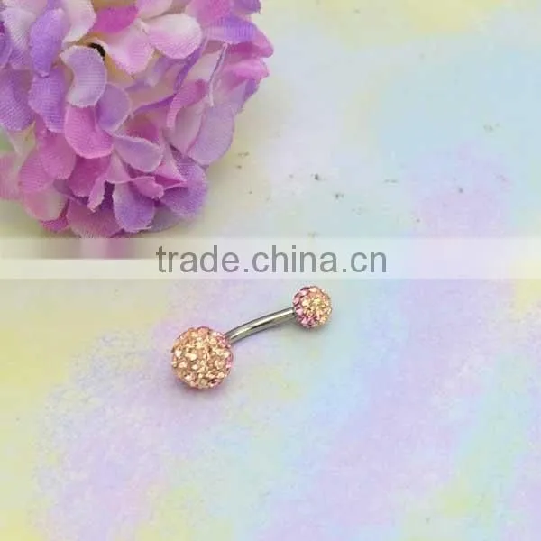 Surgical steel navel piercing crystal color changing belly button ring
