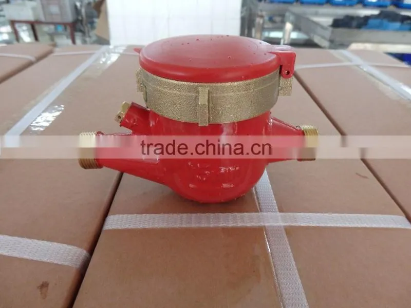 Multi jet vane wheel hot water meter with red body