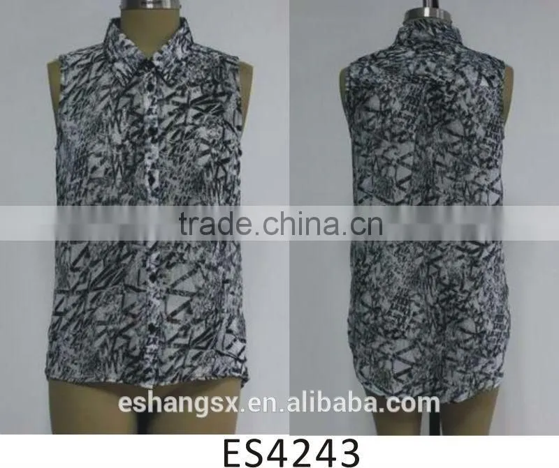 Ladies chiffon sleeveless new model blouse