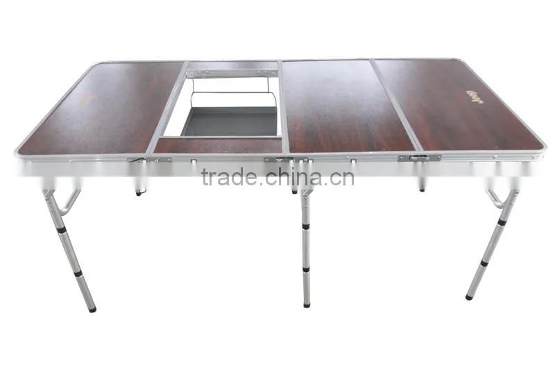 folding Barbecue BBQ side Table with iron pan/camping BBQ grill table folding legs/Camping Furniture