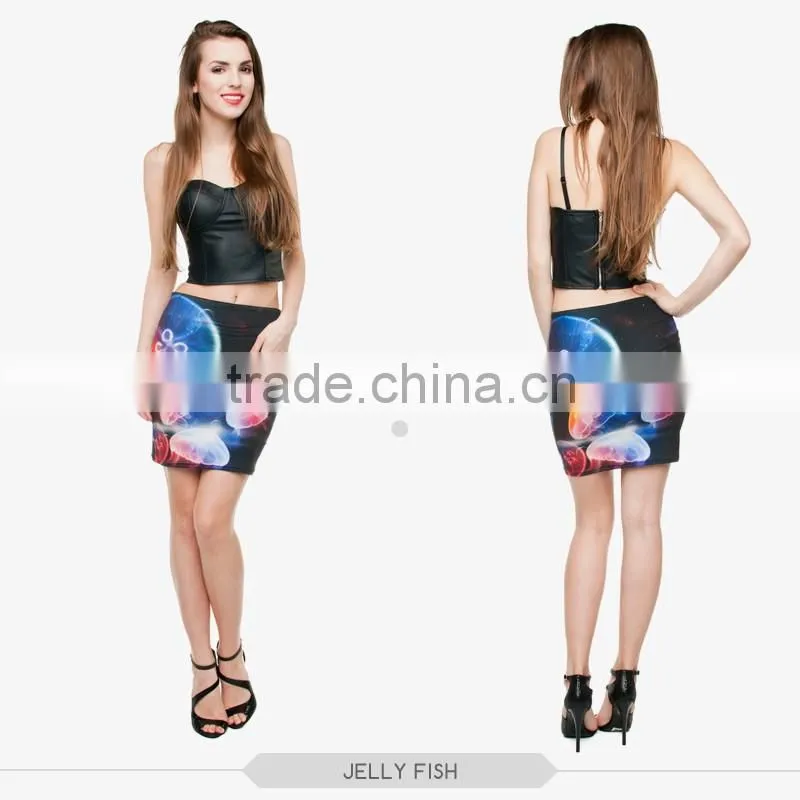 Women fashion puppy dog sexy girls tight slim mini skirt high quality 3d digital full print custom hot sale tube stretchy skirt