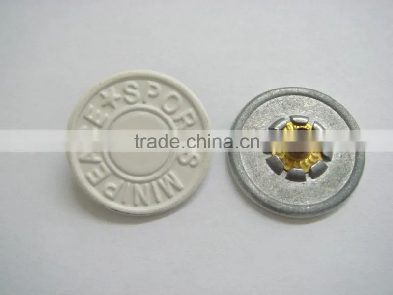 20mm white engraved customer logo snap button for man clothing