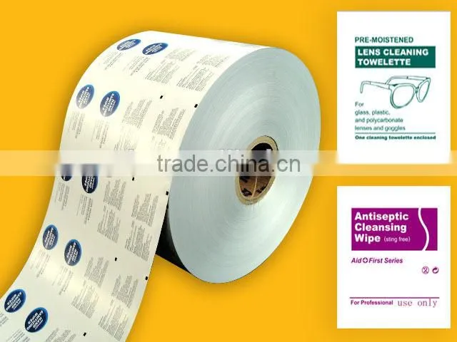 Aluminum Foil Laminated Paper for cleaning wet tissue, printed tissue paper packing Aluminum foil paper/wet tissue packing bag