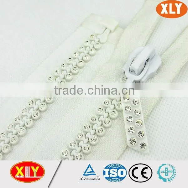China XLY zipper #5 open end double stone diamond zipper