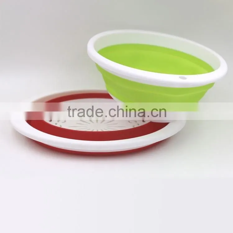 Portable round customized colorful food grade plastic Collapsible Basket