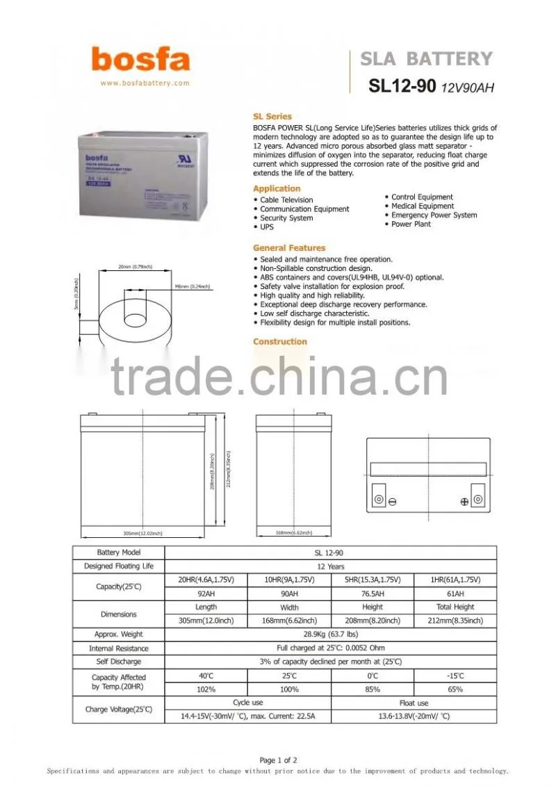 long life 12v power supply battery backup 90ah industrial energy battery