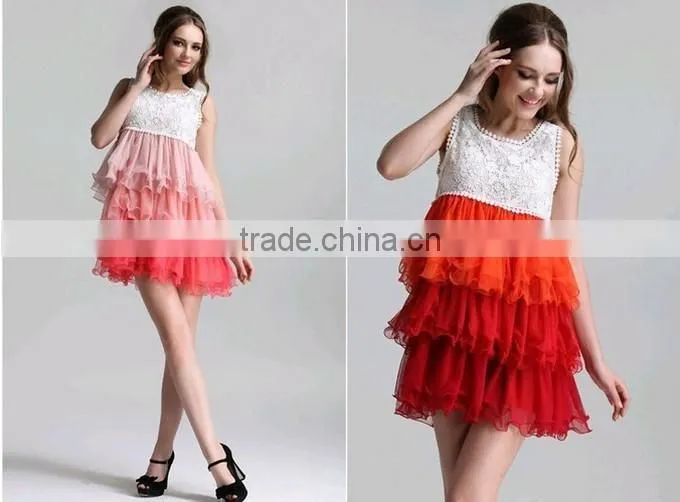 2015 Make in China Cake Layer Lace Ladies Dresses Fashion
