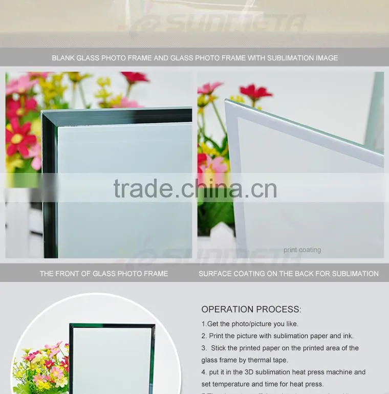 Sunmeta factory directly blank sublimation square glass photo frame with clock BL-26