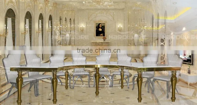 half moon hotel dining table , led light half round banquet dining table