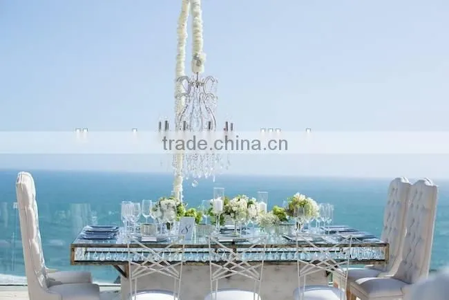 Event glass top wedding table Crystal chandelier table