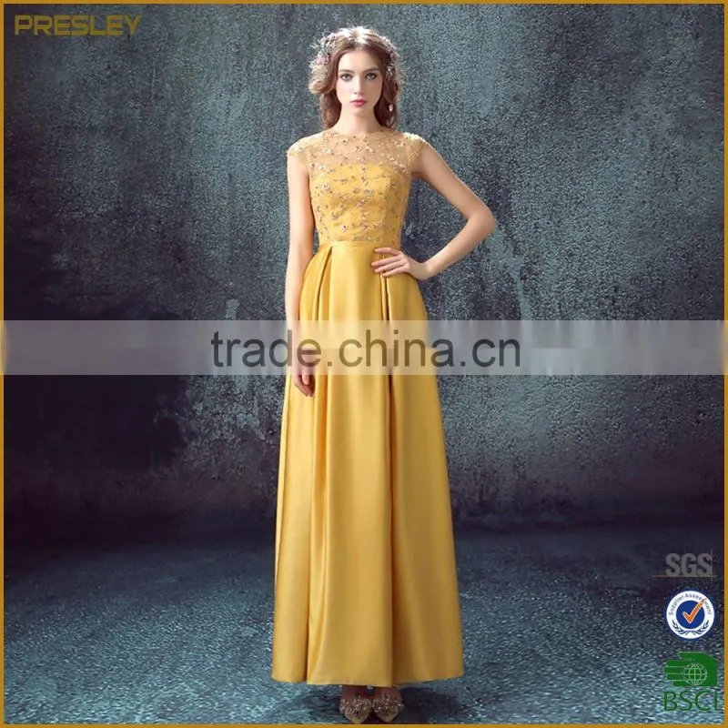Presley Oem 2016 New Gorgeous Beaded Long Evening Dress Neck in Tulle