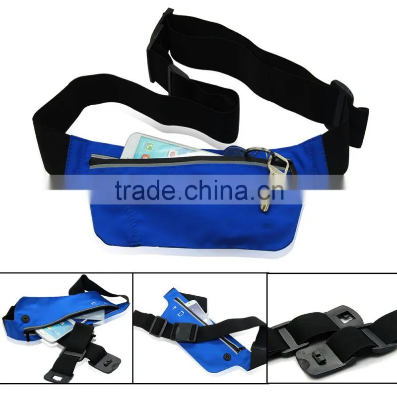 Unisex Gender flip belt running belt for Samsung S6 with reflective zipper