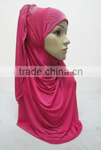 H182 latest soft silk muslim hijab with rhinestones