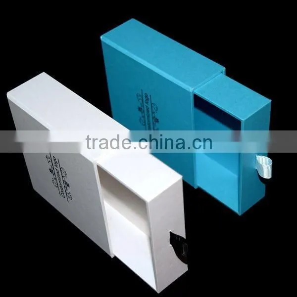Drawer style white blue cell phone case packaging box