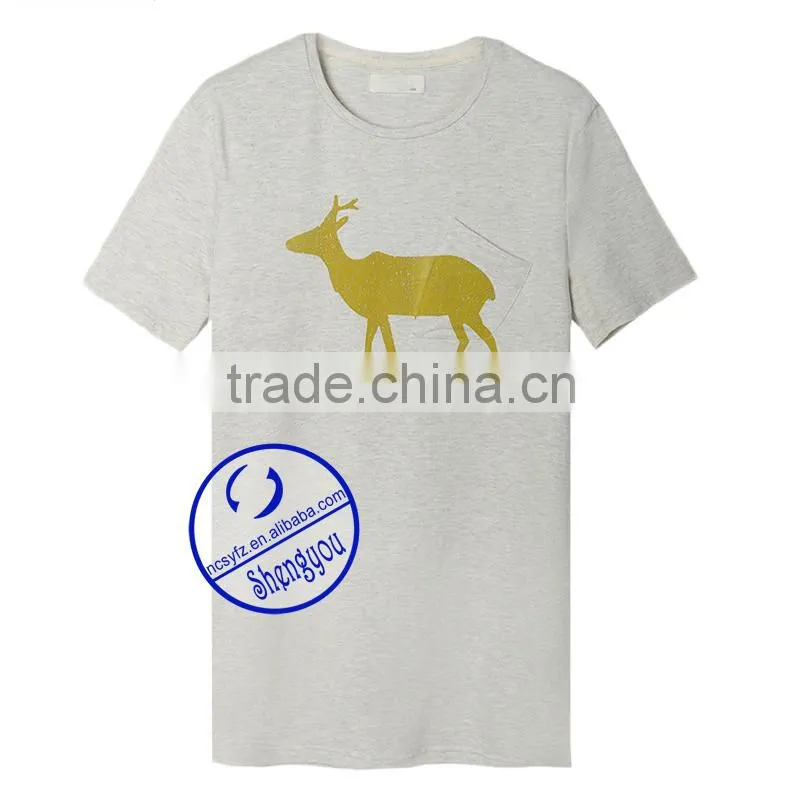 Custom round neck cotton mens t-shirt with pocket