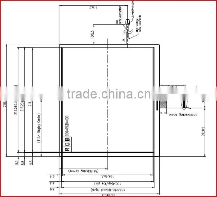 10.4inch 800*600 250nits RGB interface tft lcd touch with 5 wire resistive touch screen