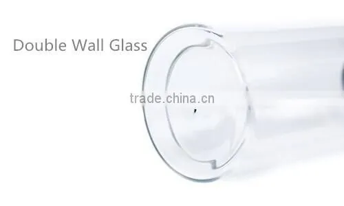 double wall borosilicate glass water bottle PP material with strainer