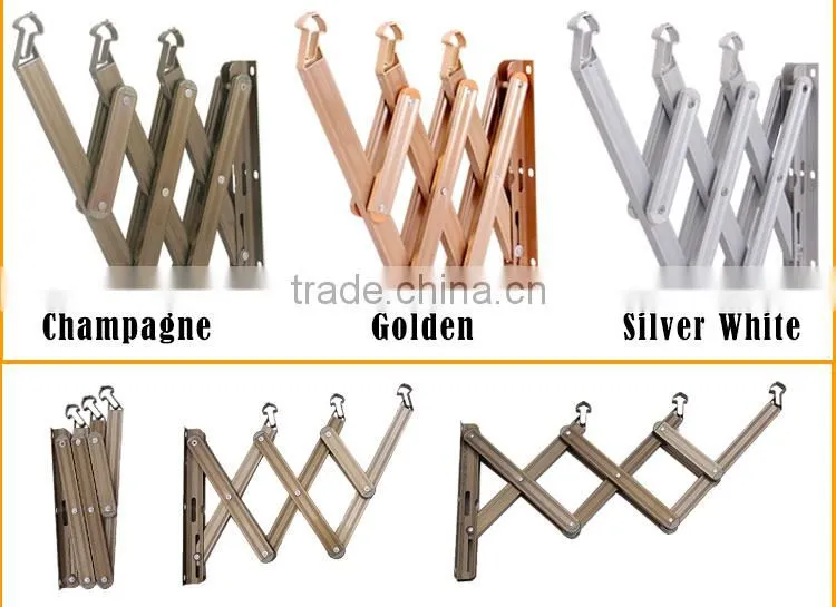 Expandable Aluminium Clothes Hanging Drying Rack, Laundry Hanger Collapsible Wall Mount