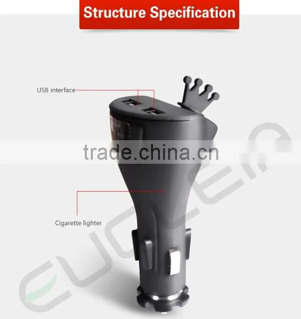 Alibaba wholesaler support dual USB car charger 5V 2.1A in-car simultaneous charing for phone