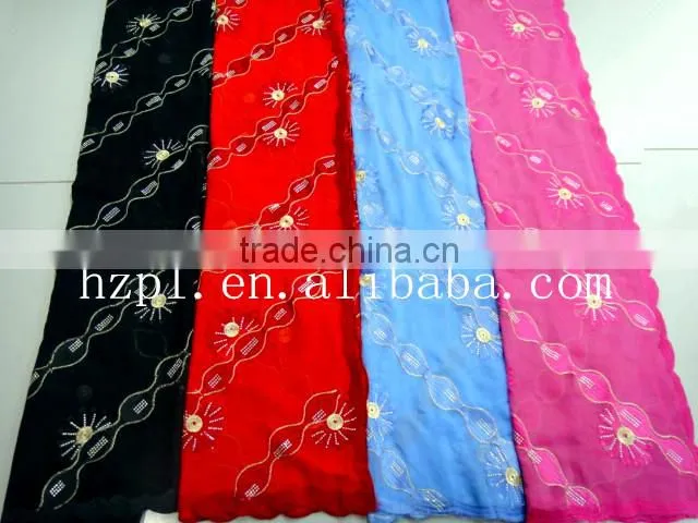 2016 High quality african muslim scarf /embroidered silk scarf/shawl scarf (TJ0200)
