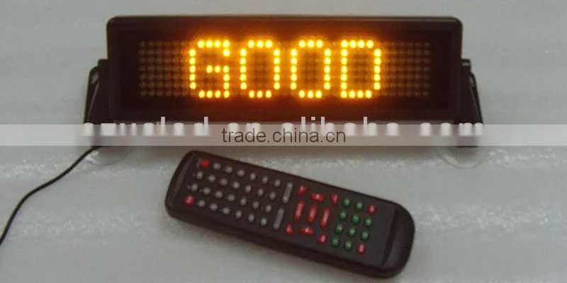 5V/12V+Black plastic frame+ Remote control&PC sofoware communication+ Semi-outdoor+Front&Rear window+W Co.+LED car display board