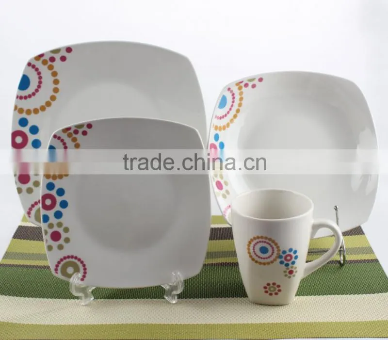 16 pcs porcelain dinner set in square shape,square houseware