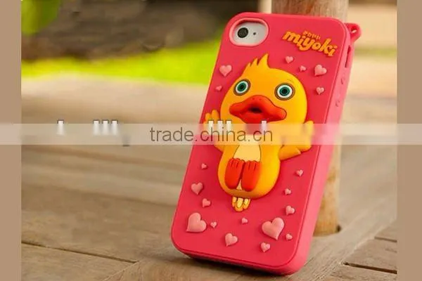 The hottest lovely duck design silicone mobile phone case
