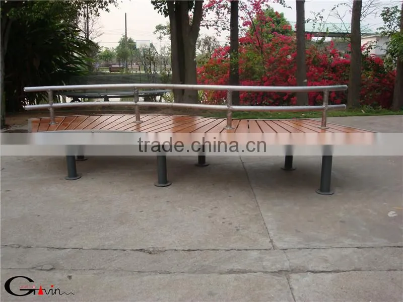 Stainless steel curved outdoor bench