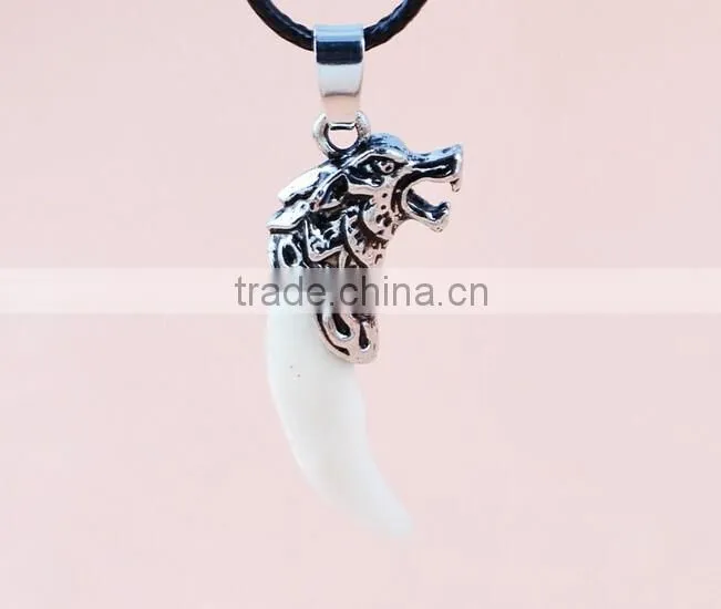 Tibet Punk Men's Cool Real Gothic Wolf Tooth Necklace Domineering Pendant