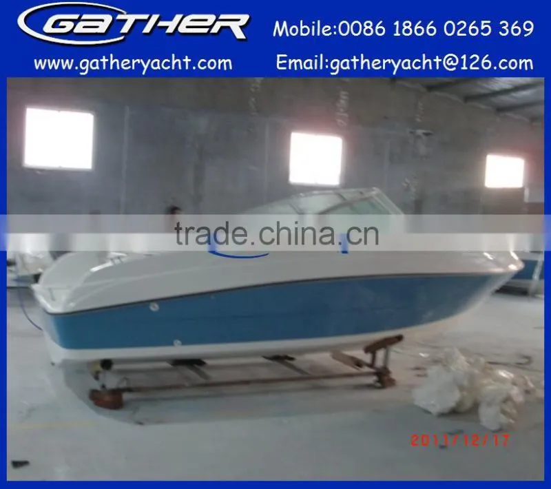 5.5M CE blue color fiberglass cabin boat