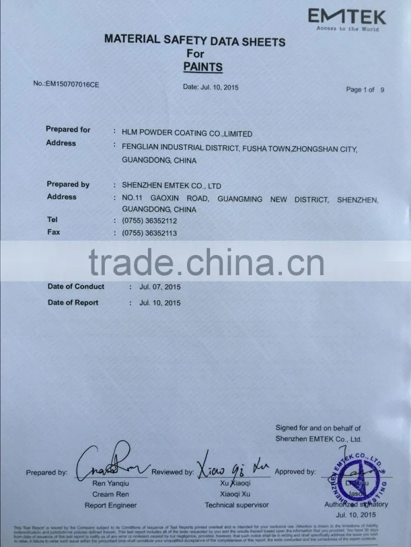 CE certification Indoor use epoxy powder coating for strong box