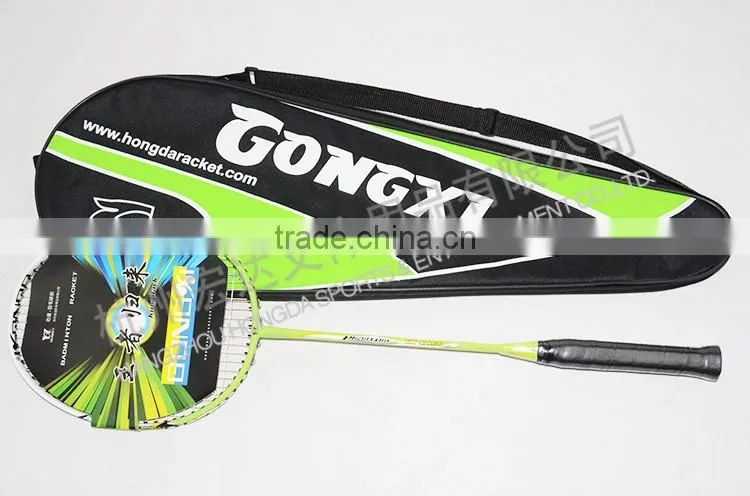 GX-8090 GREEN OEM aluminium&fiberglass badminton racquet with badminton bag/game badminton