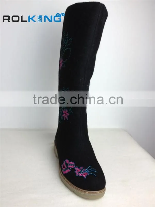 knee fashion 100% wool felt boots,woman shoes