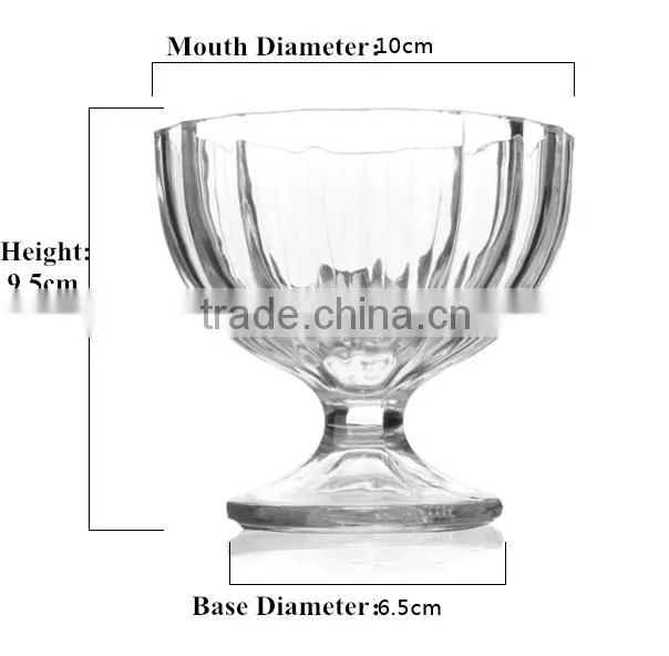 180ml/260ml Pop carved half round glass ice cream cup sundae blow